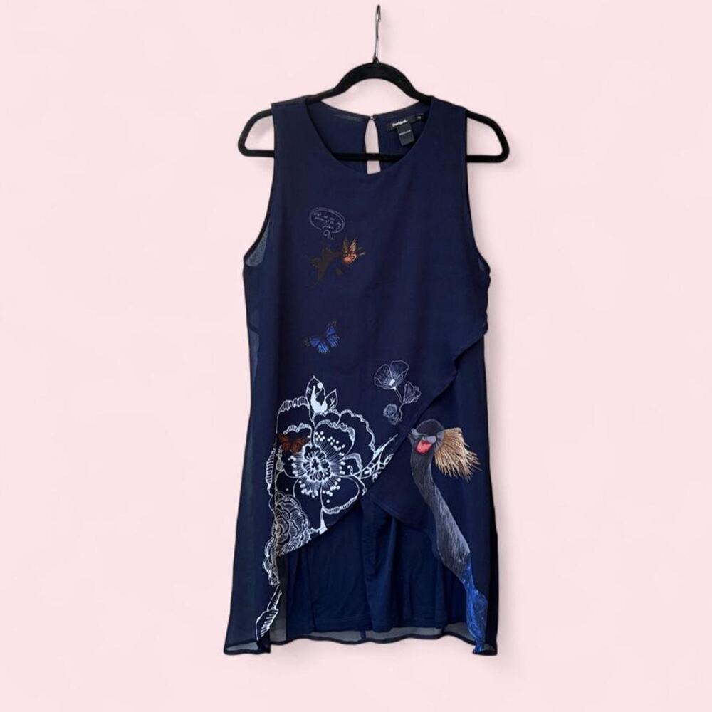 Desigual navy blue natan asymmetrical dress